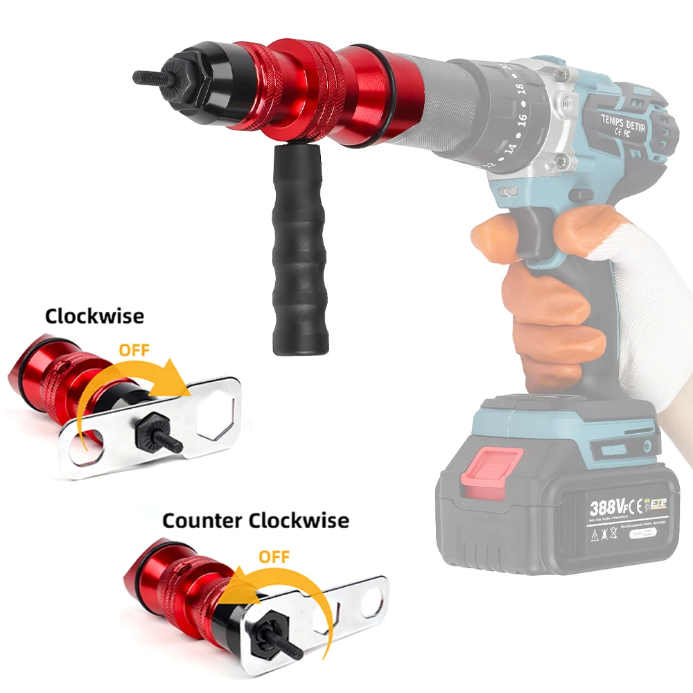 Electric Rivet Nut Gun Riveting Adapter M3 M4 M5 M6 M8 M10 Insert Rivet Nut Tool Cordless for Electric Drill Manual Riveting Tool