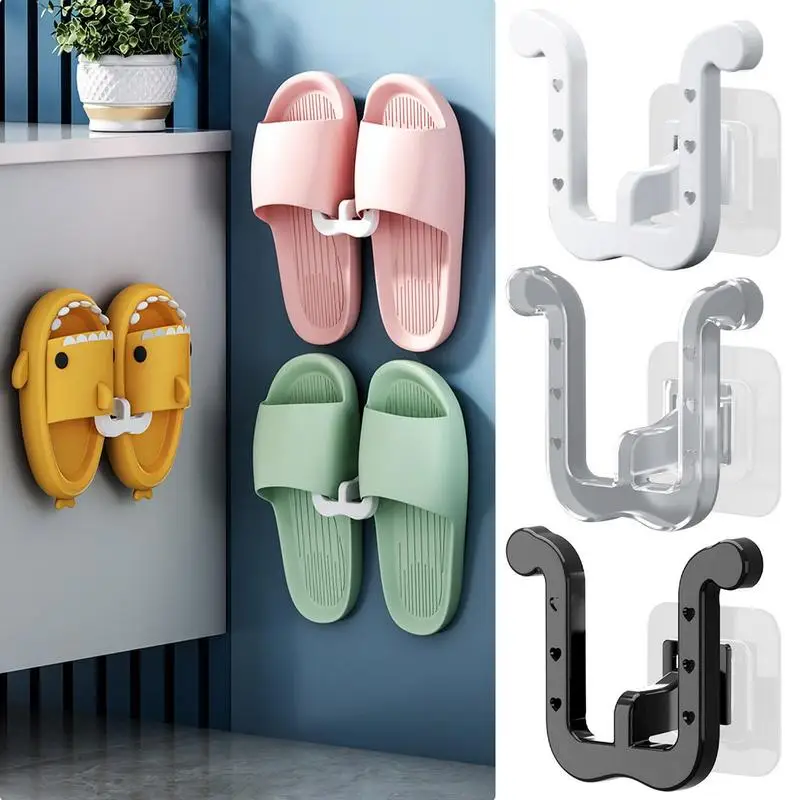 

1PCS Wall Mount Punching-Free Slipper Rack Bathroom And Toilet Wall Drain Slipper Storage Hook Shelf Practical Shoe Holder new