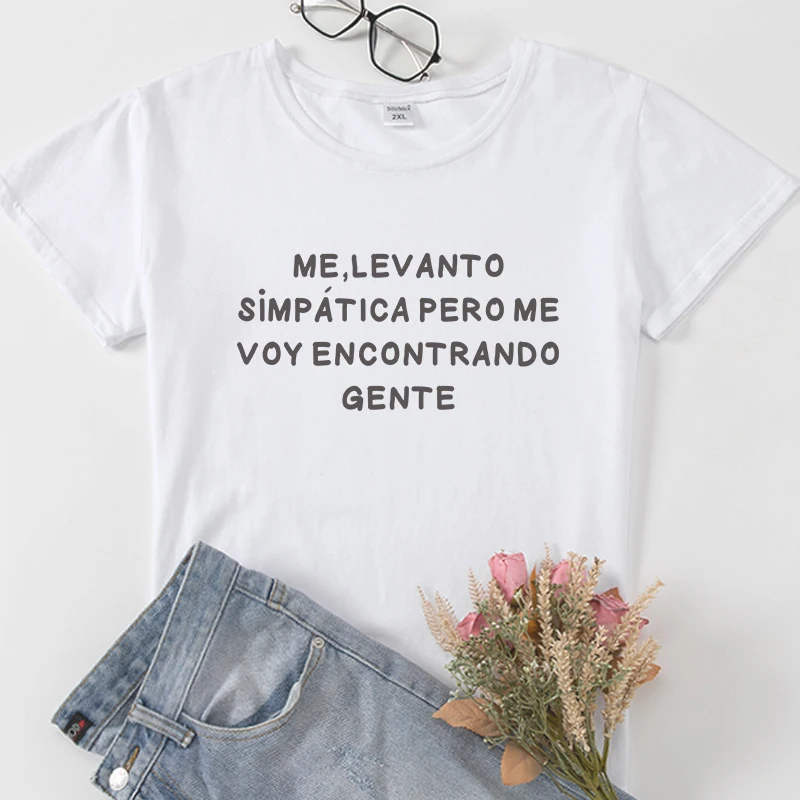 

Fashion Spanish Women T-shirts camiseta de mujer Short sleeve tops Casual Cotton woman tshirt tee black white