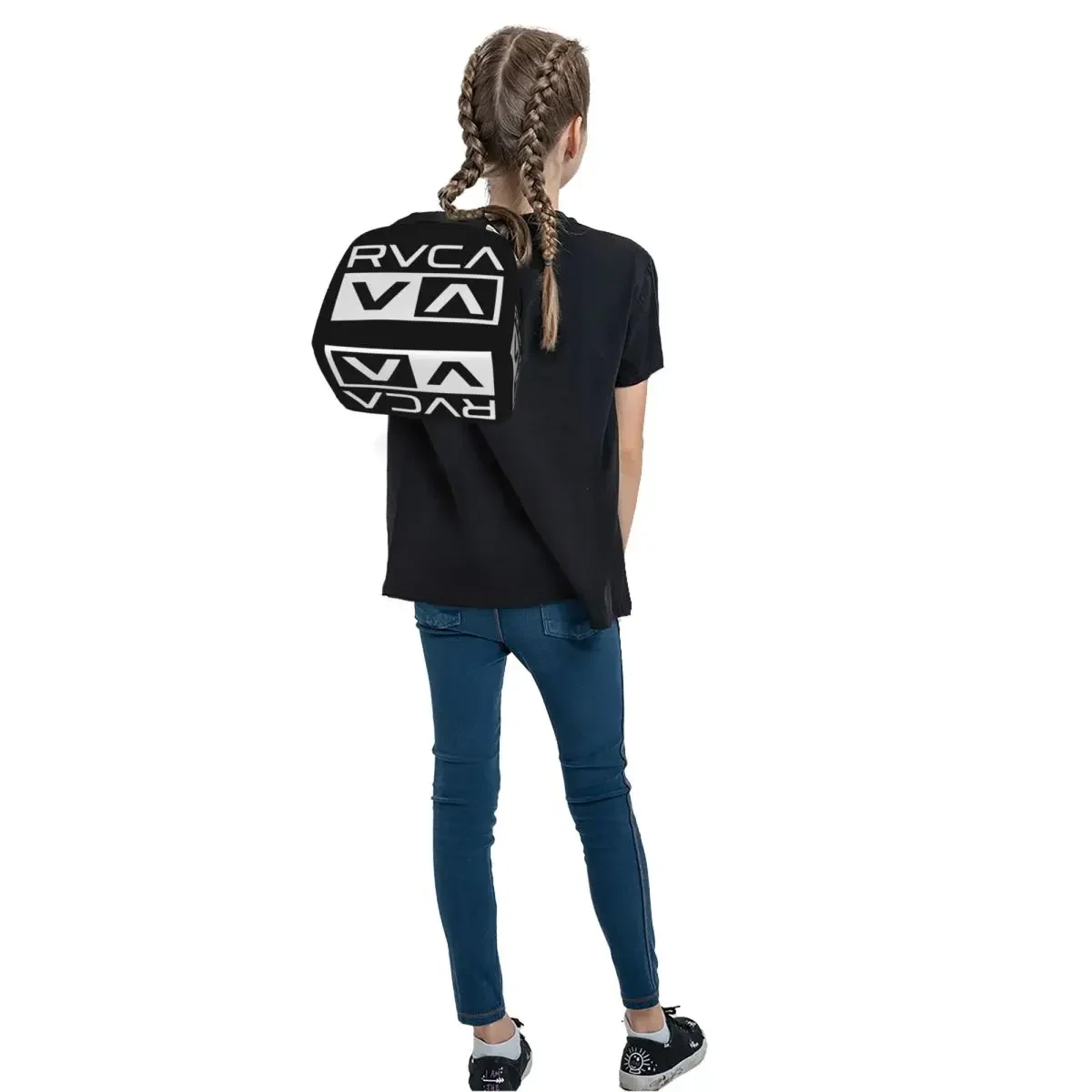 White Rvca Clothes Lunch Bags Insulated Bento Box Waterproof Lunch Tote Resuable Cooler Thermal Bag for Woman Children School