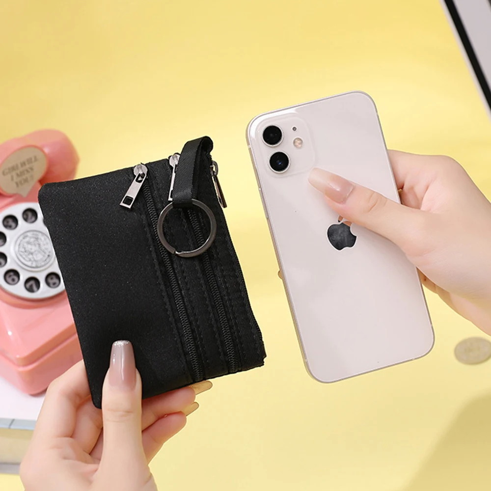 Coin Purse Coin Wallet Change Bag Women Wallet Card Wallet Solid Color Canvas Coin Bags with Card Holder For Kids Men Women Students Bus ID Credit Card Holder Purses