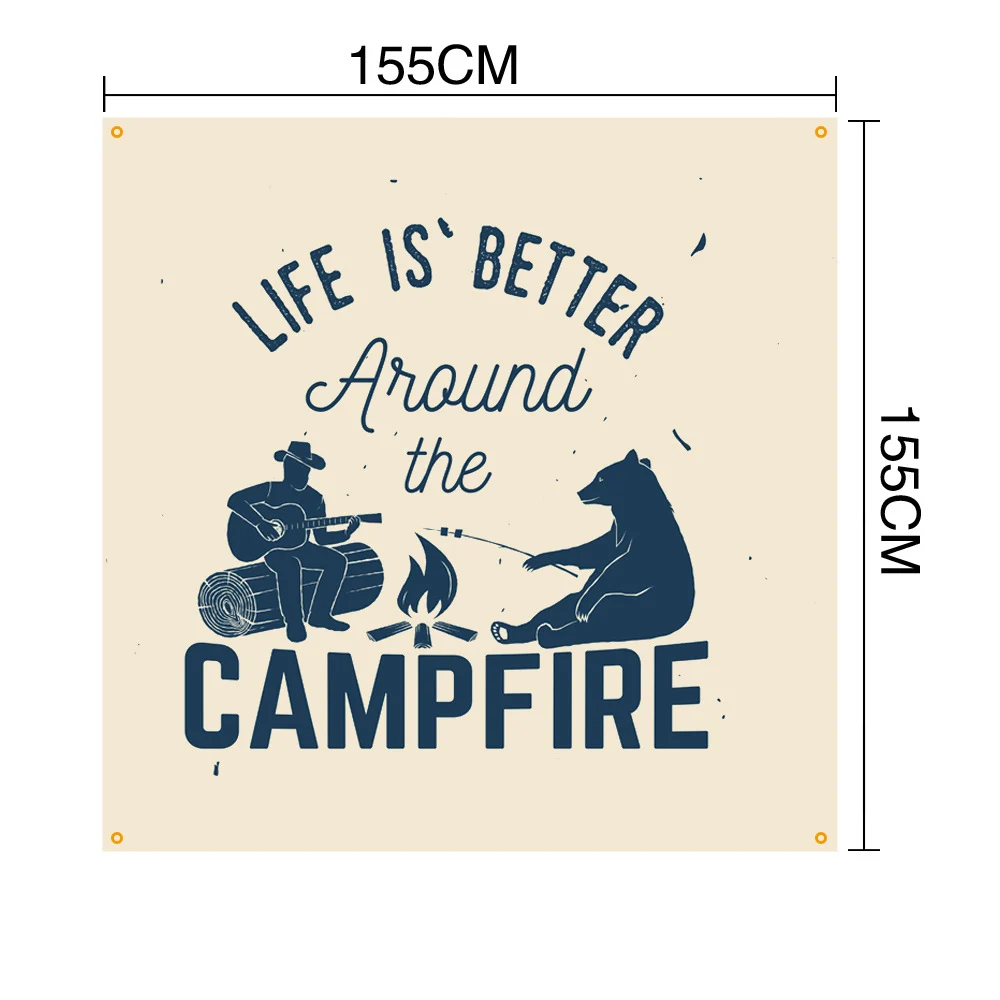 155Cm Monocromatico Cartoon Outdoor Canvas Flag Mat Tenda Da Campeggio Bbq Picnic Parabrezza Wind Protect