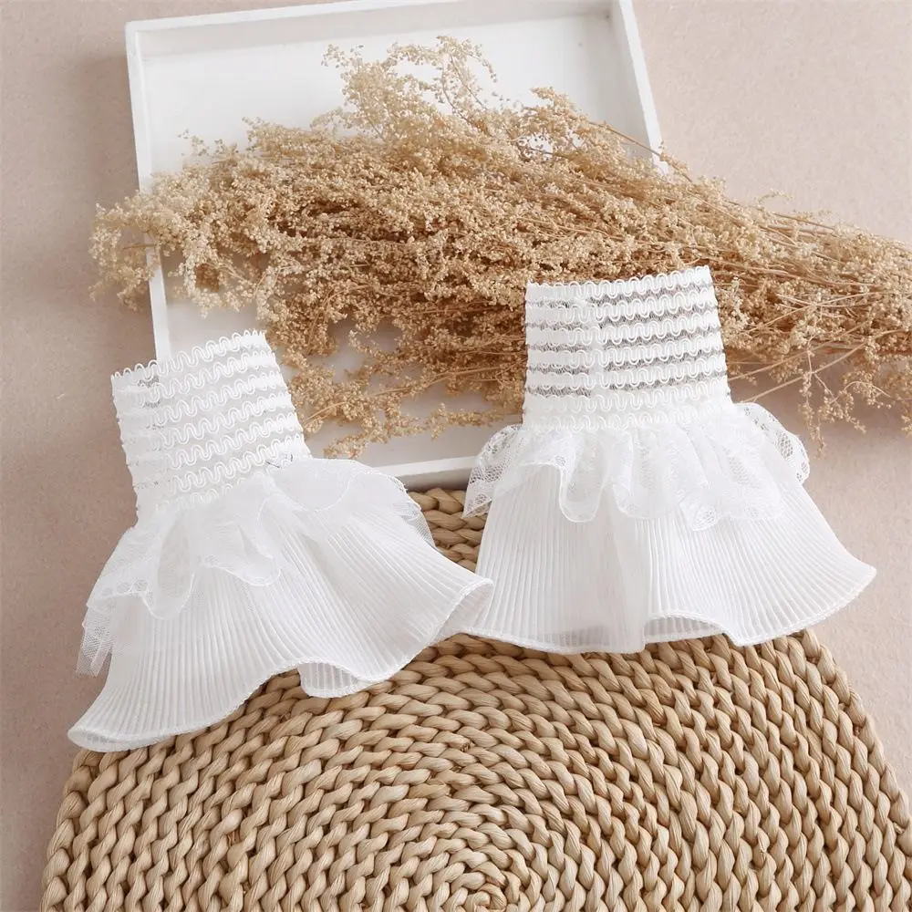 Detachable Sleeve Fake Cuff Ruffles Elbow Sleeve Lace Cuffs Arm Cover 1Pair