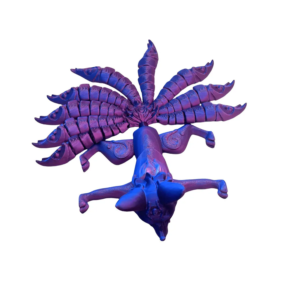 3D Printed Plastic Nine Tailed Fox Figure for Desk