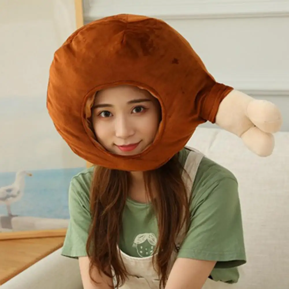 Cute Plush Doll Chicken Leg Bread Dumpling Bun Soft Headgear Hat Sleeping Toy