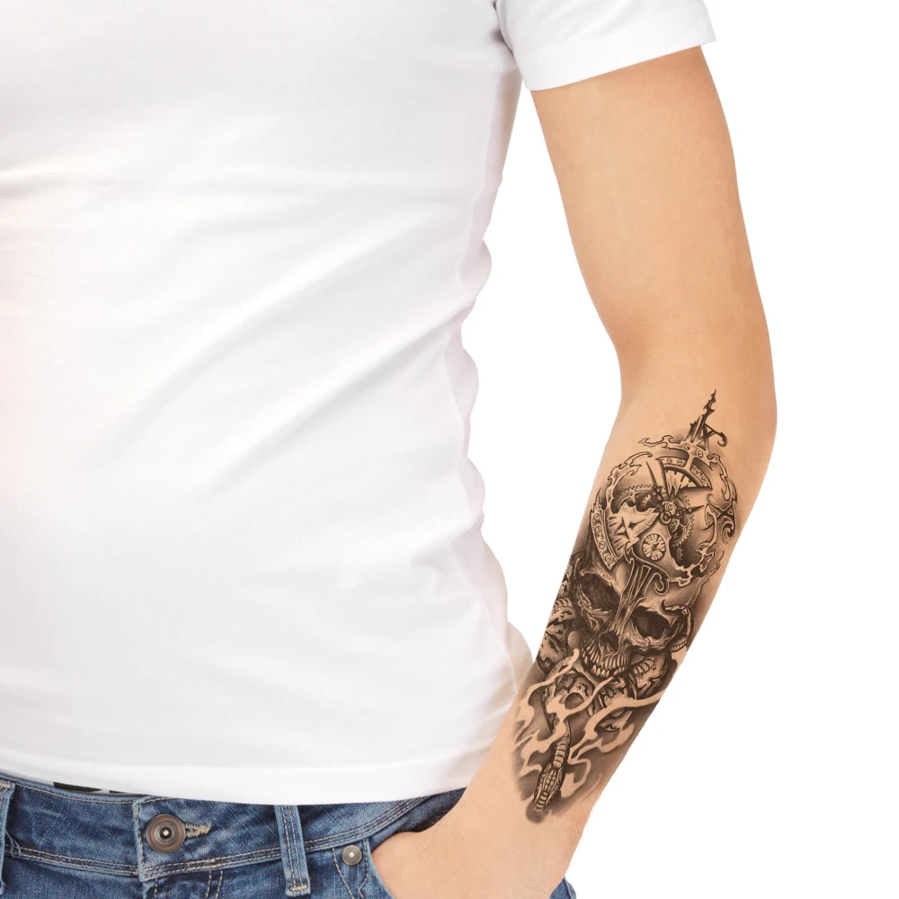 Waterproof Temporary Fake False Tattoo for Cool Men Sexy Women,Wholesale Water Transfer Sticker,20 Pieces/Set,Flowers Lion Skull