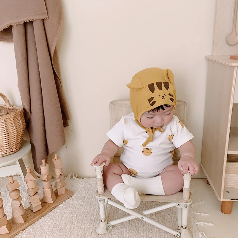 Cotton Baby Boys Summer Bodysuit with Hat