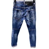 Chareiharper t121 raggy paint-spruced Stretch jeans for men Skinny blue panhandle pants 3