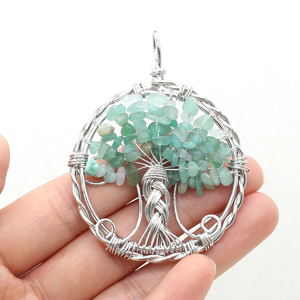 Hot Charms Natural Stone Tree of Life Pendants Amethysts Citrines for Jewelry Making Diy Women Amulet Necklace Accessories