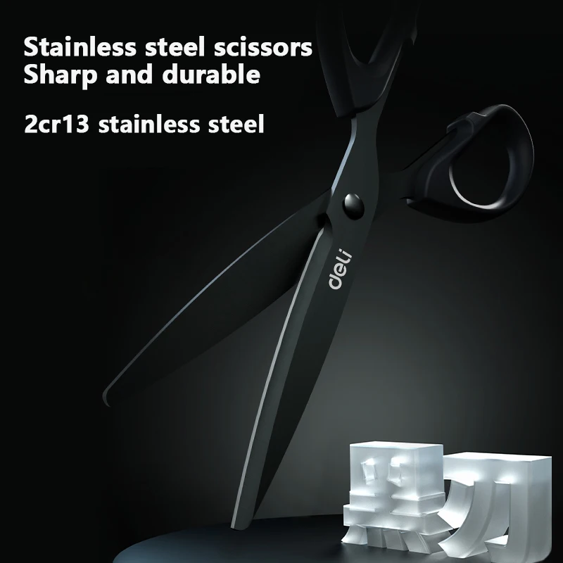Portable Scissors Cutter Black Blade Scissors Stationery Scissors Soft Handle Scissors Deli 6009s Black Scissors Stainless Steel Safety Exquisite Student Handmade Portable Art Office Learning Supplies