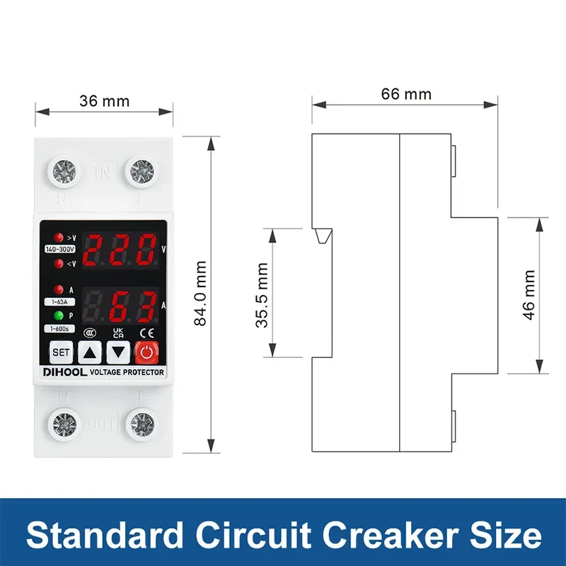sob protecao de tensao atual display digital ac 220v 110v rele 1 63a 05