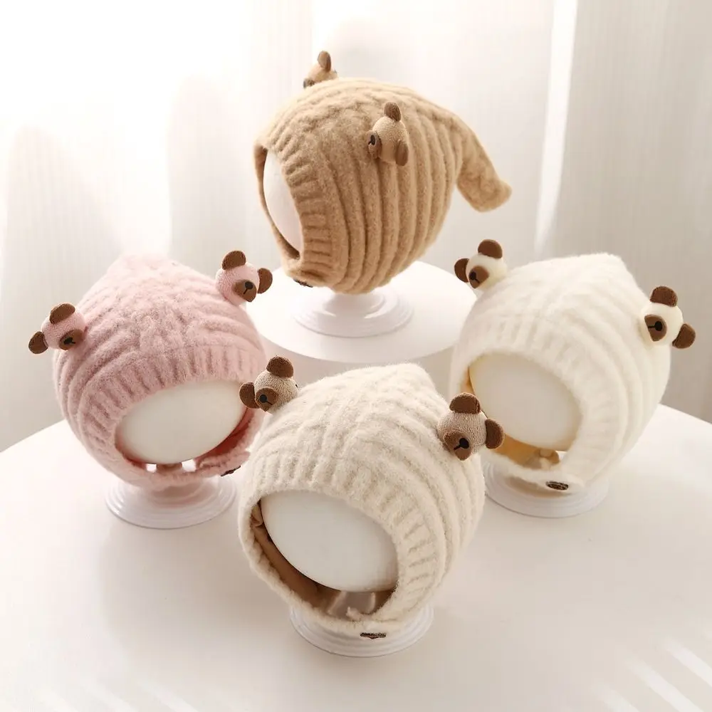 Fashion Warm Baby Knitted Hat Wool Soft Children Pullover Cap Thicken Ear Protection Earmuffs Cap Outdoor