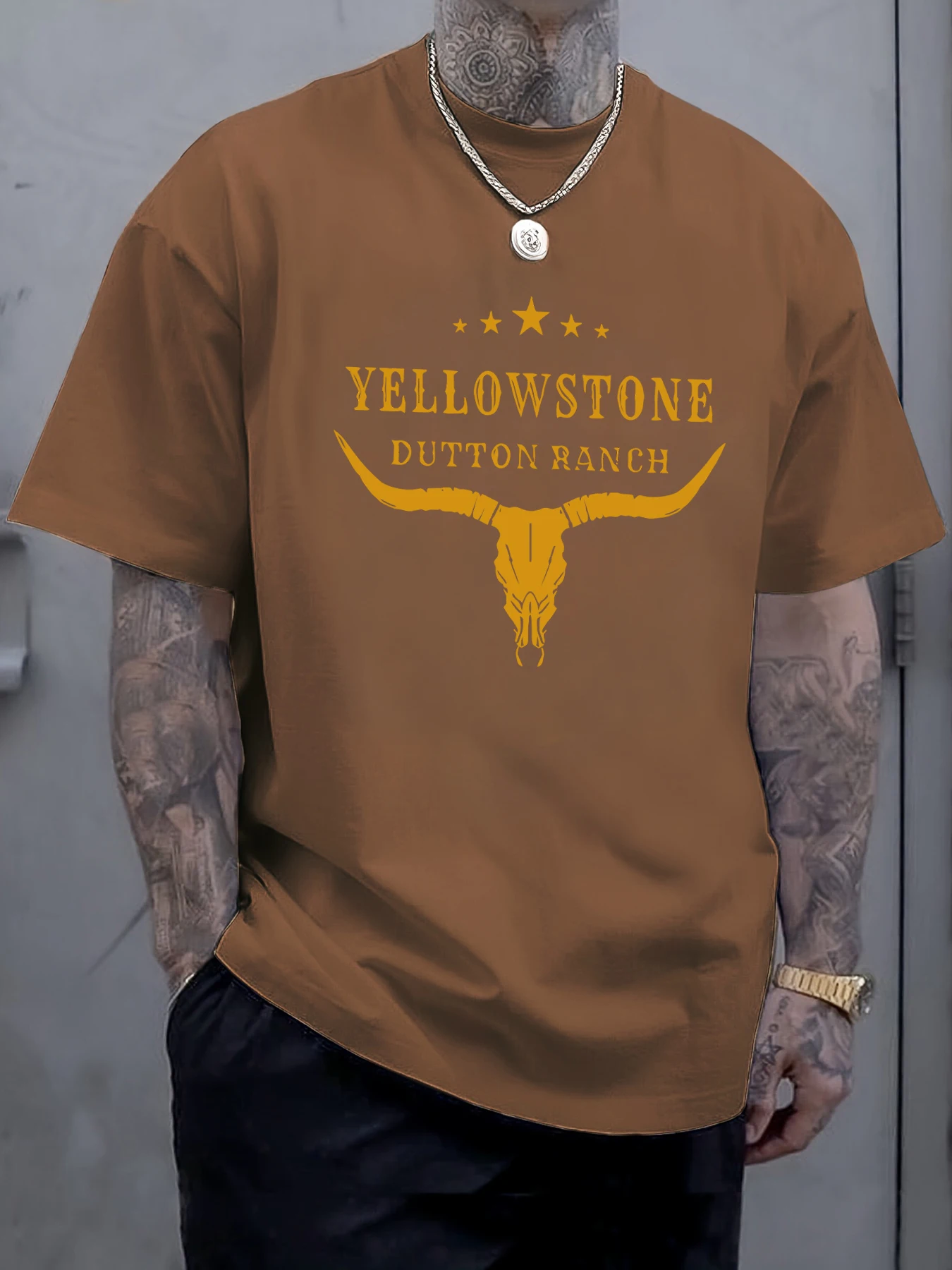 Yellow Stone Dutton Ranch Graphic Men's Casual Cotton T-Shirt