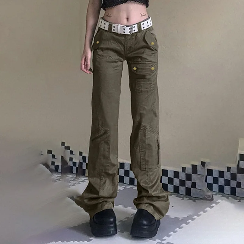 WeiYao Green Vintage Jeans Low Waist 