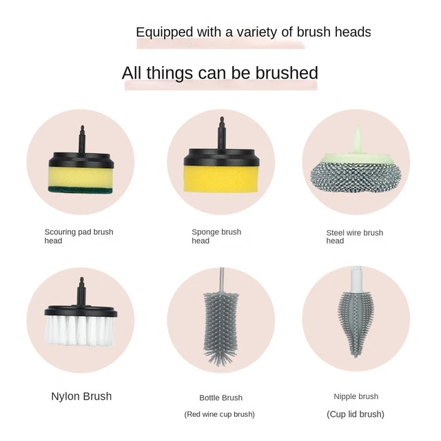 Electric Cleaning Brush Automatic Wireless Dishwashing Brush USB  Rechargeable Kitchen Bathtub Tile Professional Cleaning Brushes - AliExpress