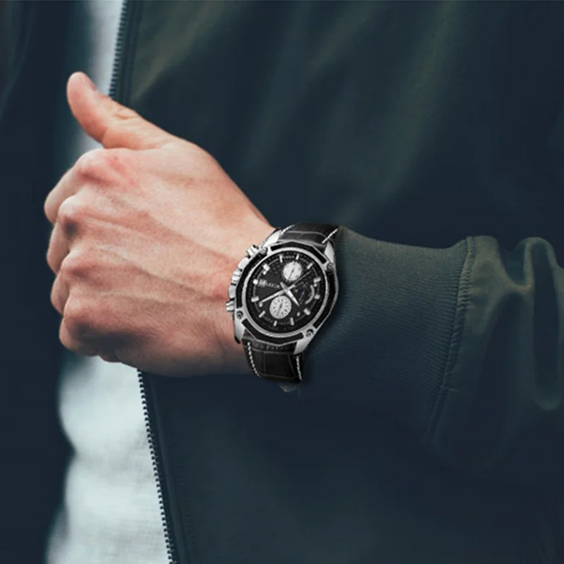 Quartz Watch For Men Brand Luxury Casual Chronograph Leather Strap Waterproof Wristwatch Calendar Male Clock Reloj Hombre 2015