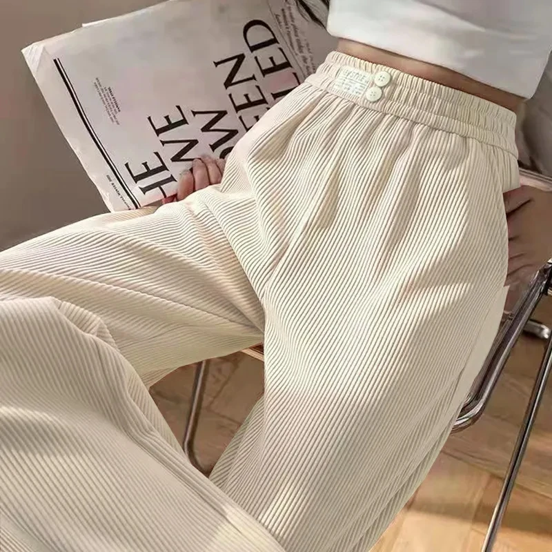 

Брюки женские с широкими штанинами, новинка весны-лета 2022, модные облегающие универсальные Повседневные Брюки Для Женщин, брюки большого размера с высокой талией