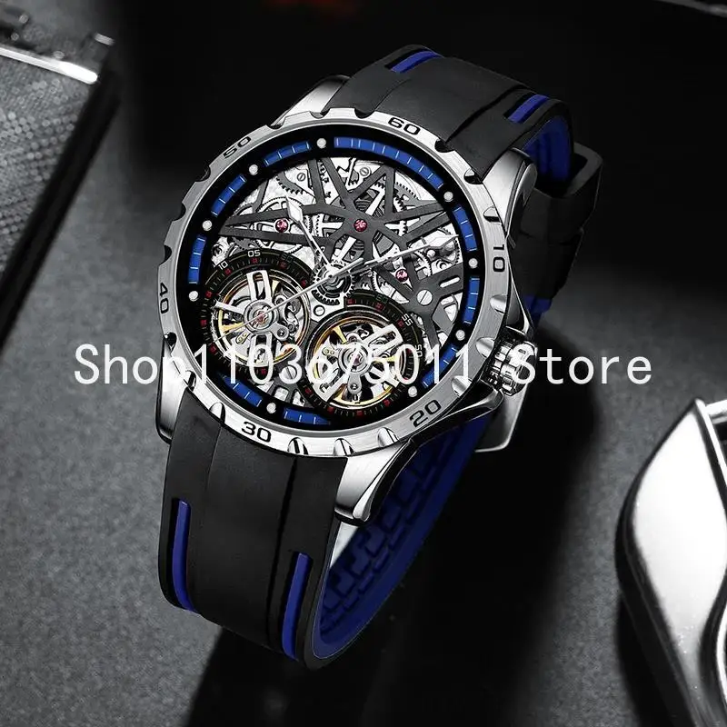 

Mark Fairwhale Men's Watch Fully Automatic Mechanical Wristwatch Hollowed Out Waterproof Watches Broken Tourbillon Watching 6210