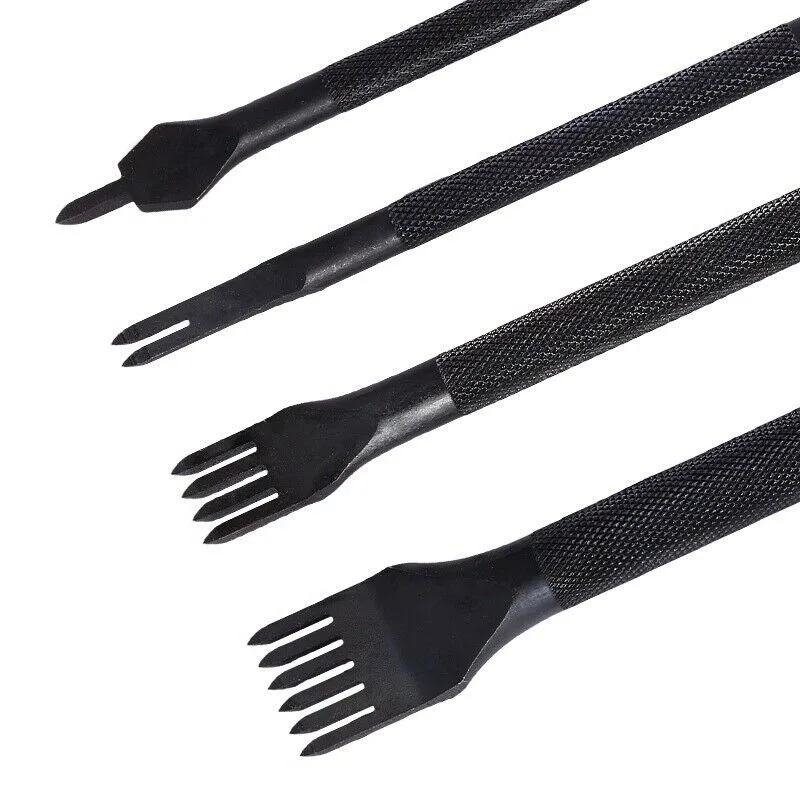 4Pcs DIY Leather Tools High-quality Leather Craft Tools Puncher Stitching And Punching Tool Set 1+2+4+6 Claw Leather Tool Set