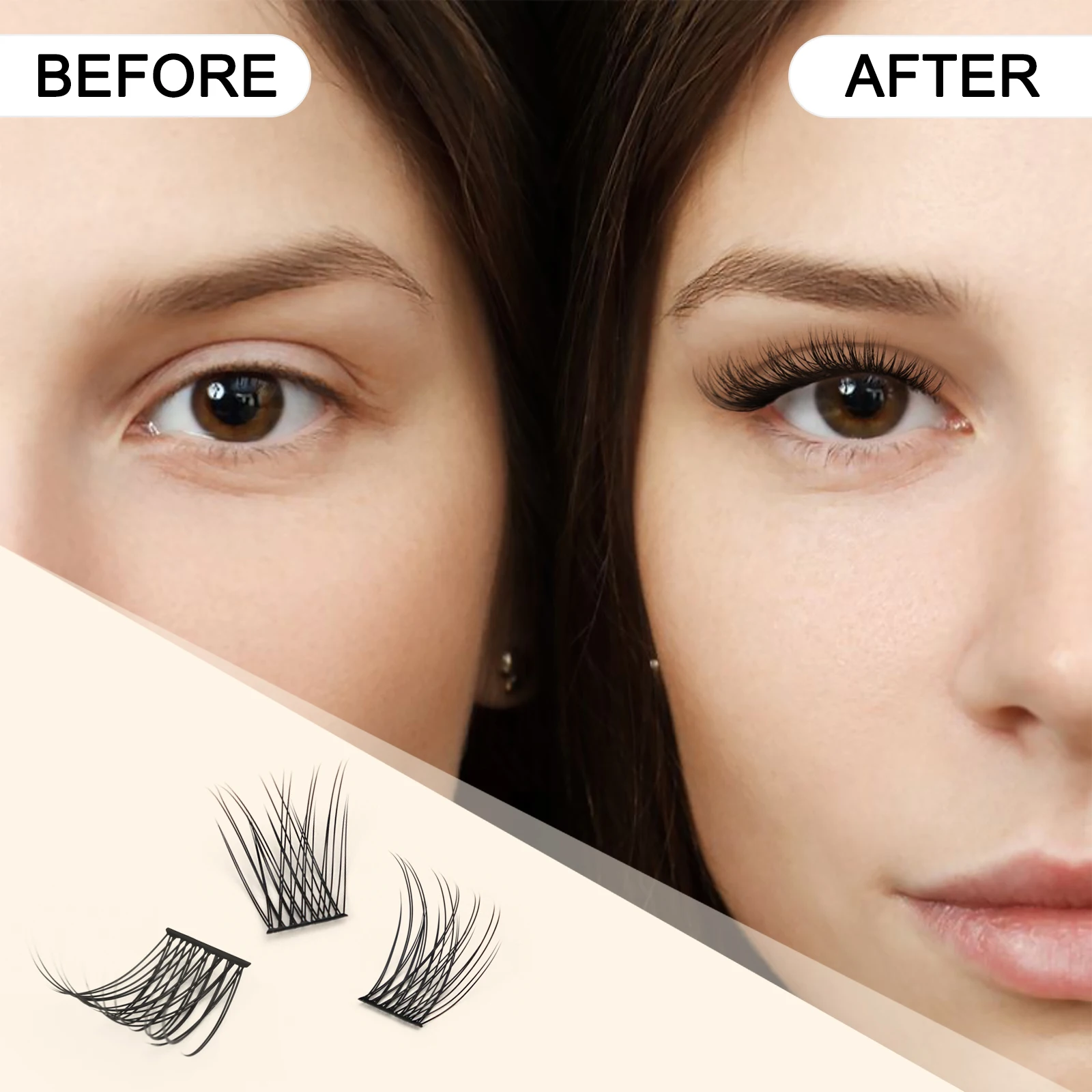 Natural Clusters Eyelash Extension DIY Strip Lashes Segmented 72 Volume Eyelashes Bundles Faux Mink Premade Slim Lash Quewel