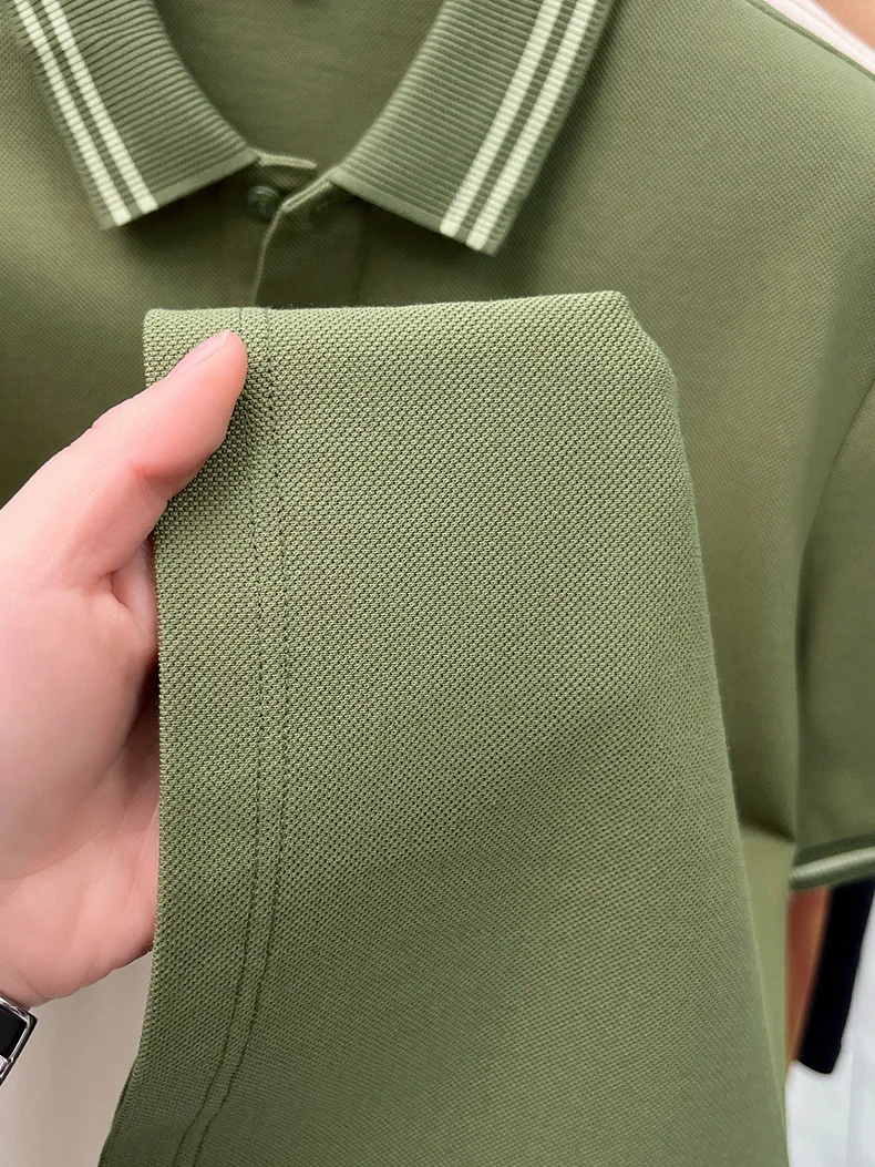100% pure cotton men's short sleeve polo shirt high-quality fashion soft comfort striped decoration summer casual T-shirt top 38 Sc3d3bec039144a55854bbe30384e6b39z