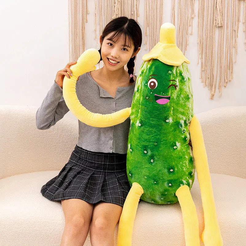 Creative Huge Funny Cucumber Plush Pillow Toy Anime Stuffed Plants Vegetable Plushies Doll Cushion Cute Soft Kids Girls Toys