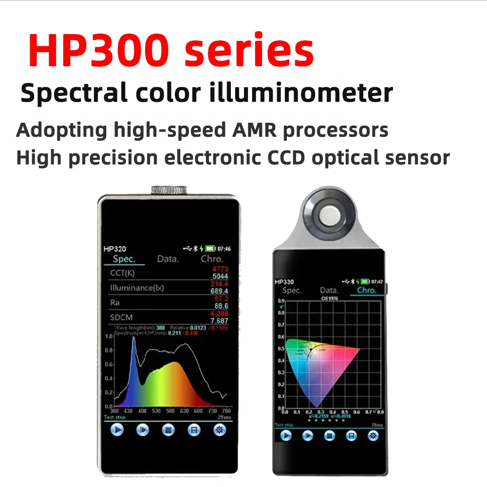 핸드 헬드 스펙트럼 분석기, 계량기 HP330, 0.1-100Klx, 손가락 색상 온도 파장 조사기