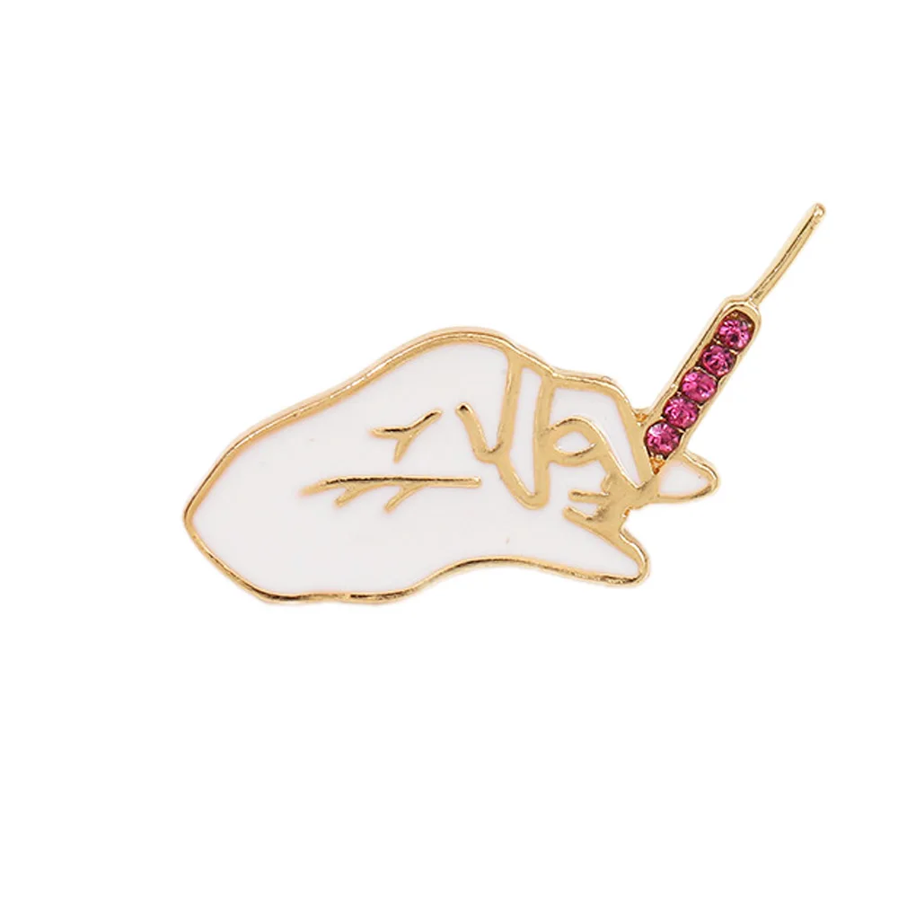 

10PCS/Lot Cigarette Brooch Zircon Blue White Finger Alloy Brooch White Bling Glitter Oil Drop Badge Wholesale
