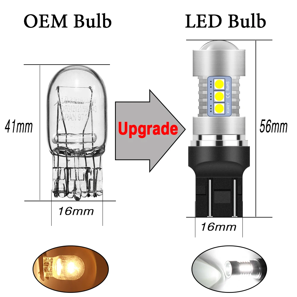 ǾƮ 500 ְ  T20 7443 580 582 W21/5W Ʈ LED  , DRL ȭƮ 6000K 12V  Ʈ