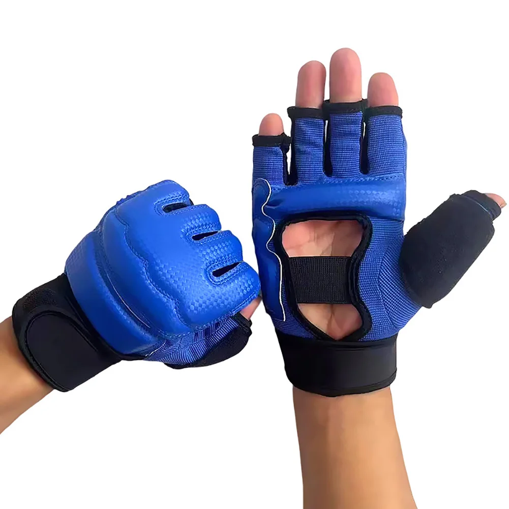 Half Finger Boxing Gloves PU Leather MMA Fighting Kick Boxing Gloves Karate Muay Thai Training