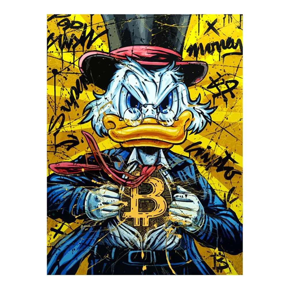 Disney Donald Duck B Bitcoin Money Art Canvas Painting Funny Color Graffiti  Wall Poster Prints Living Room Home Pictures Decor - AliExpress
