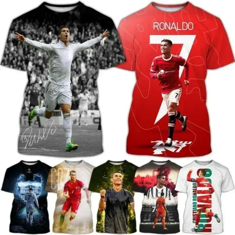 Fashion Cristiano Ronaldo Football Star 3D Printing T Shirt Summer New Casual Men Cool Round Neck Short Sleeve Y2K T-Shirt Tops