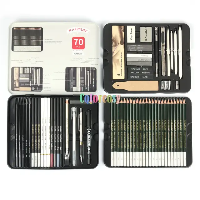 Kalour 70pcs Deluxe Sketching and Drawing Set, Art Supplies, Graphite  Drawing Pencils and Sketch Set, Sketching Tools In Tin Box