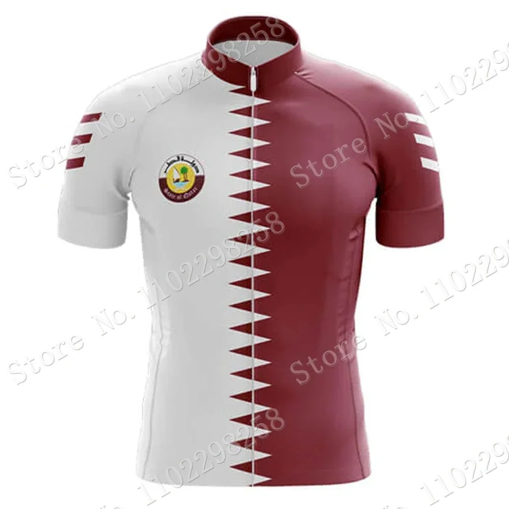Qatar National Team Cycling Jersey Set Summer Bicycle Clothing Road Bike Shirts Suit Bicycle Bib Shorts MTB Ropa Maillot