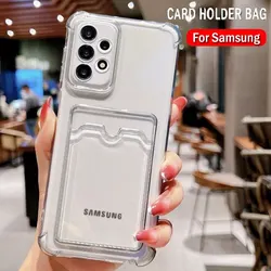 Versatile Card Holder Wallet Case with Clear Protective Cover - Samsung A73 5G (CLEAR004)