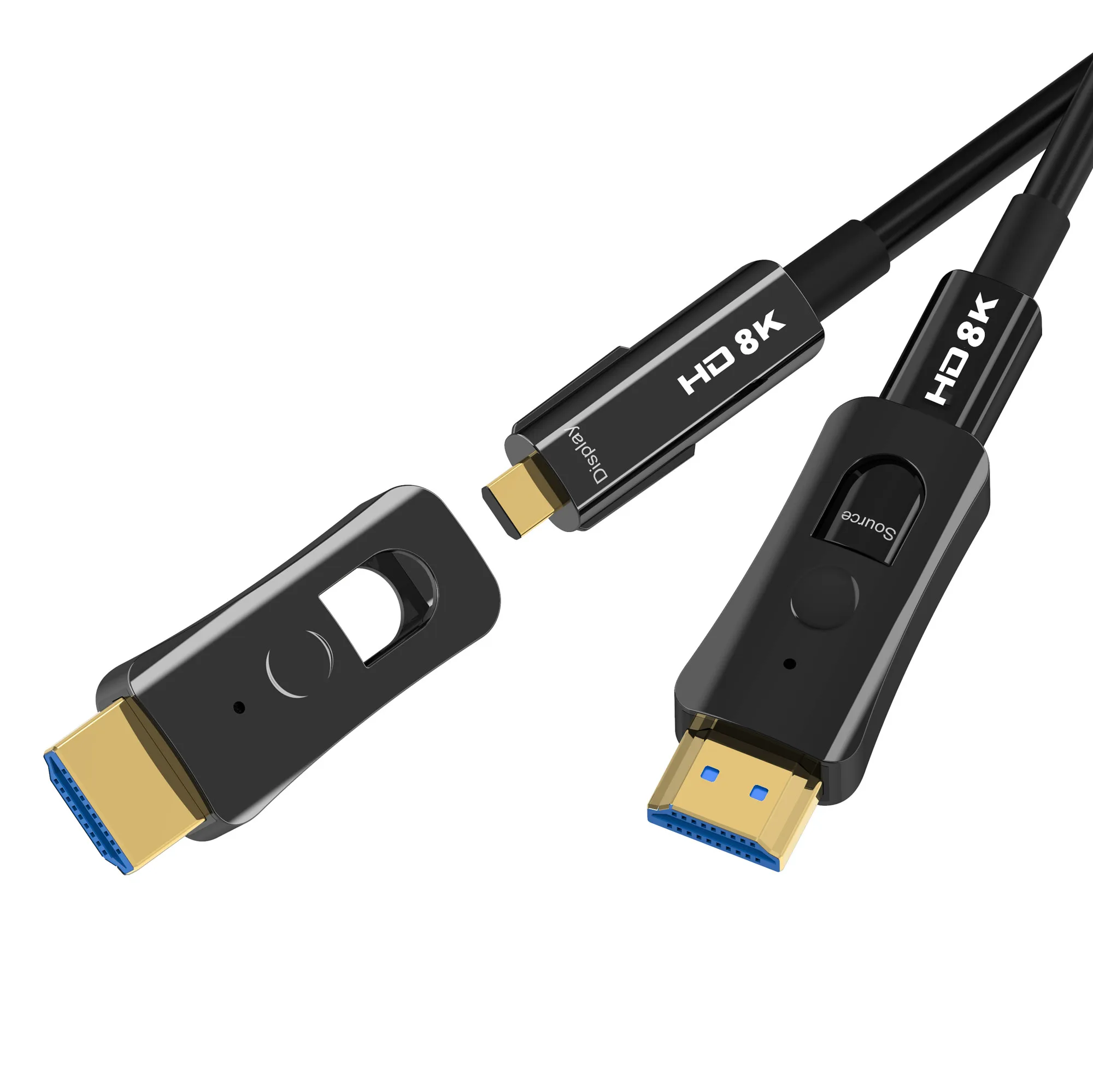 

Оптоволоконный кабель 8K HD 2,1 с двойной головкой, разъемы Micro для съемки 4K @ 120Hz 8K @ 60Hz 48Gbps HDR для проектора планшетов, ТВ приставок