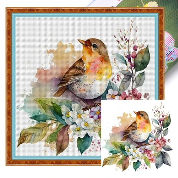 Kit de Broderie Complète en Fil de Coton 18ct, Kit de Point de Croix avec Animaux Imprimés 1