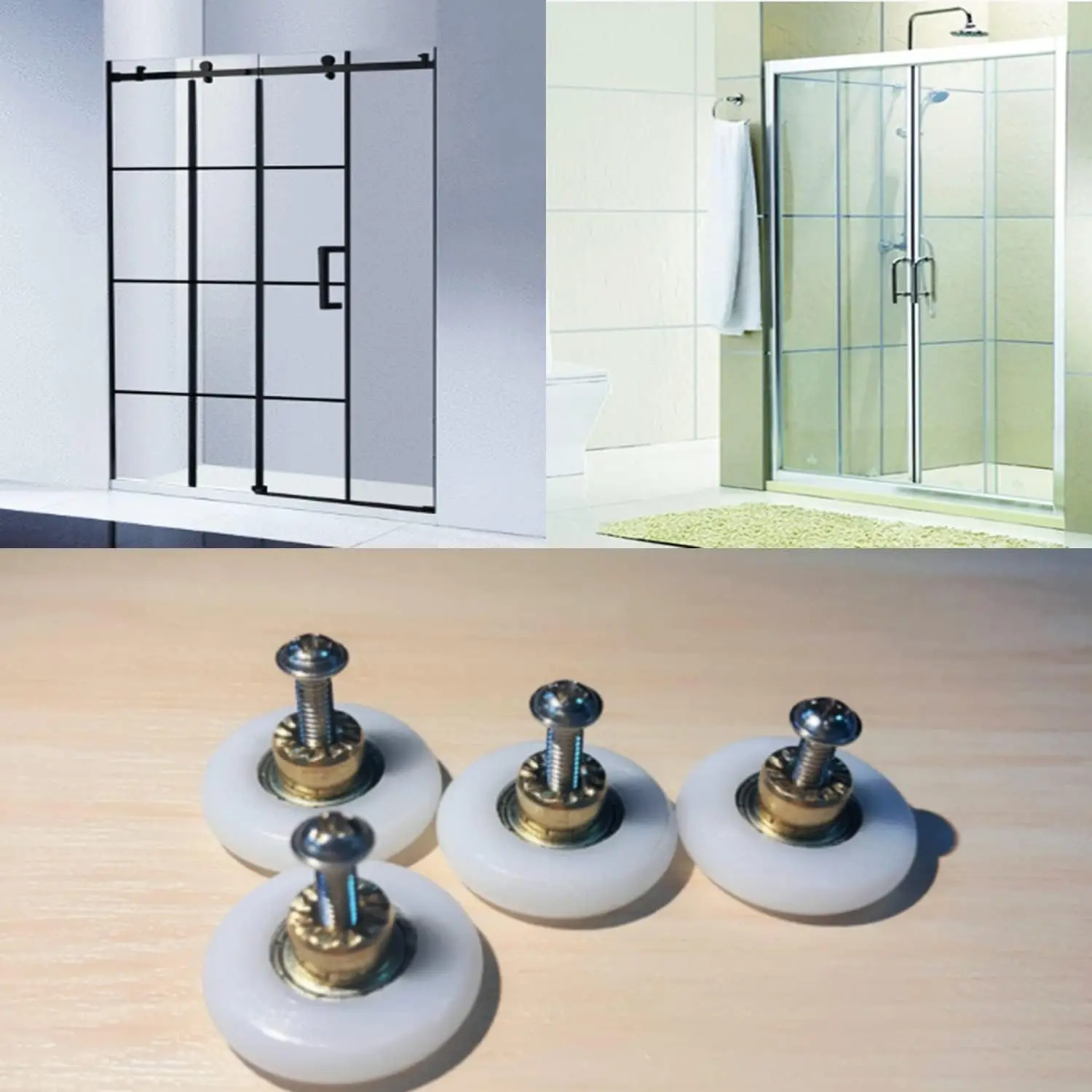 4/8pc Shower Door Rollers Runners Wheels-Replacement Part Bathroom Glass Door Sliding Shower Roller Dia 19mm/23mm/25mm/27mm