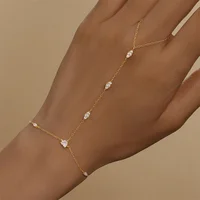 CANNER 925 en argent Sterling coeur forme pétale CZ étincelles Zircon Bracelet anneau chaîne pour femmes minimalisme main chaîne Bracelets 3