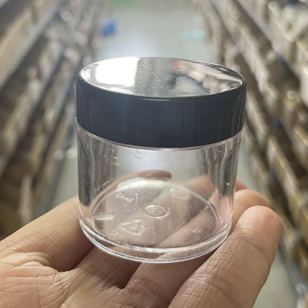아크릴 파우더 빈 병 1OZ, 골드, 실버, 블랙, 화이트 뚜껑 20, 50, 100 개, 둥근 투명 병, 뚜껑이 있는 빈 플라스틱 메이크업 용기 *-H5