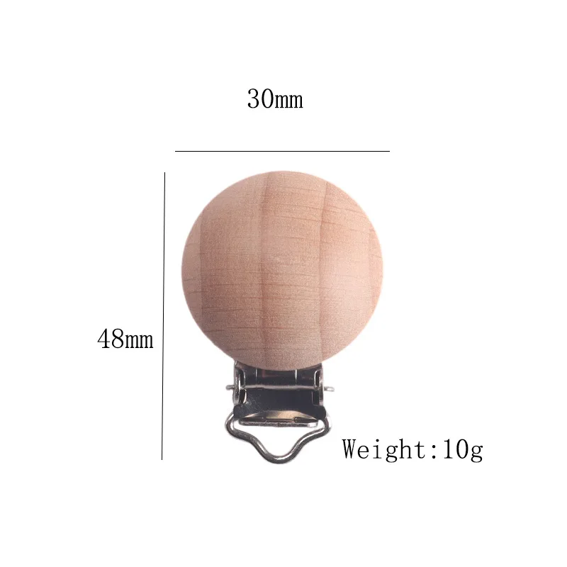 9 Teile/los 30mm Holz Schnuller Clip Buche Schnuller Clips Kautable Zahnen Diy Dummy Clip Kette Baby Beißring Pflege Zubehör – Detail 7