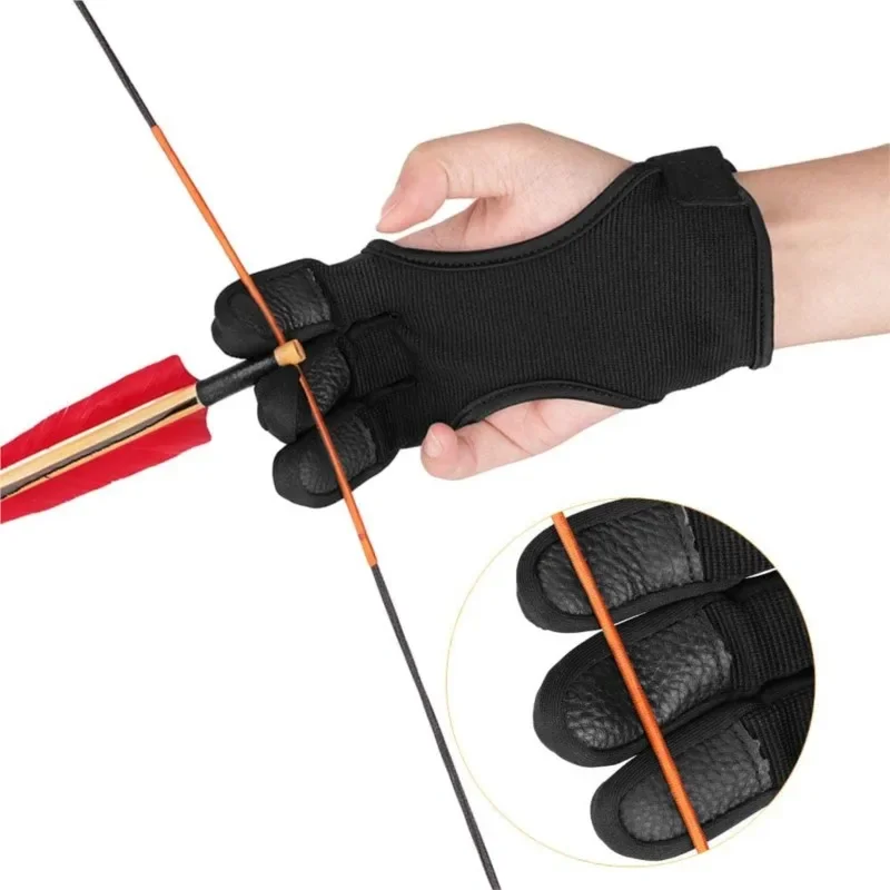 1 PCS Archery Gloves 3 Fingers Anti-Slip Breathable Archery Guard Hand Finger Protection Shooting Gloves for Left Right Hand