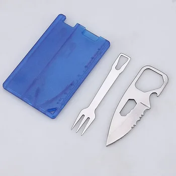 EDC 안전 응급 처치 야외 다기능 도구 카드, 캠핑 생존 장비, 휴대용 바베큐 나이프 포크 장비, 신제품