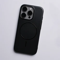 Sleek Titanium Magnetic Shockproof Case - Matte Finish - iPhone 15 (Black)