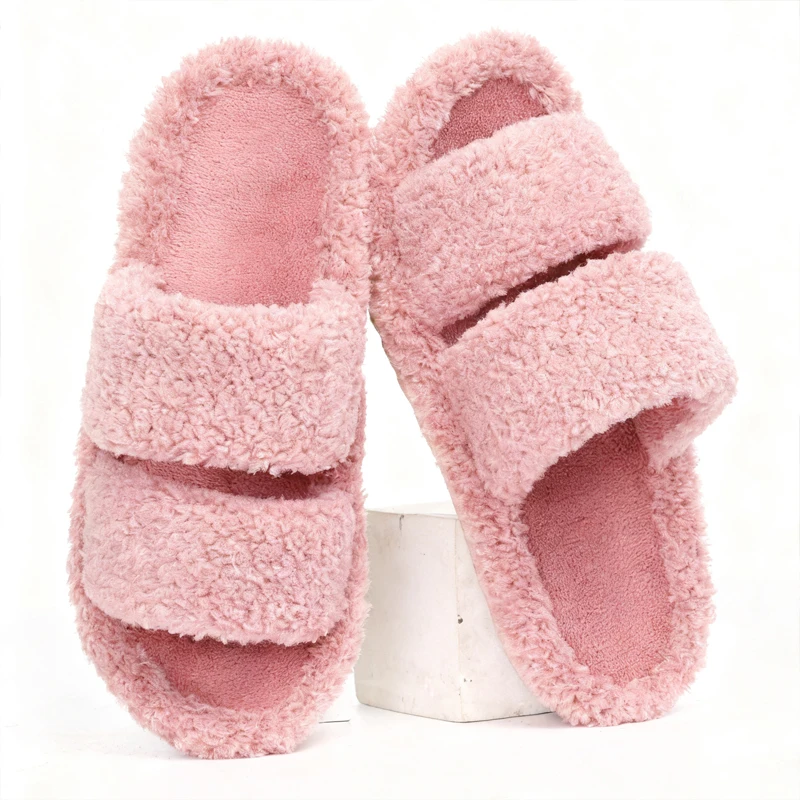 Comwarm Damen-Hausschuhe, flauschig, offener Zehenbereich, weich, bequem, Memory-Schaum, für den Innenbereich, neue modische Plüschfutter, warme Damen-Hausschuhe – Detail 4