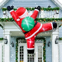 6 FT Tall Christmas Inflatable Hanging Santa Santa with Gift Bag Decorations Blow Up Climbing Santa with LED Lights Outdoor Toys 1