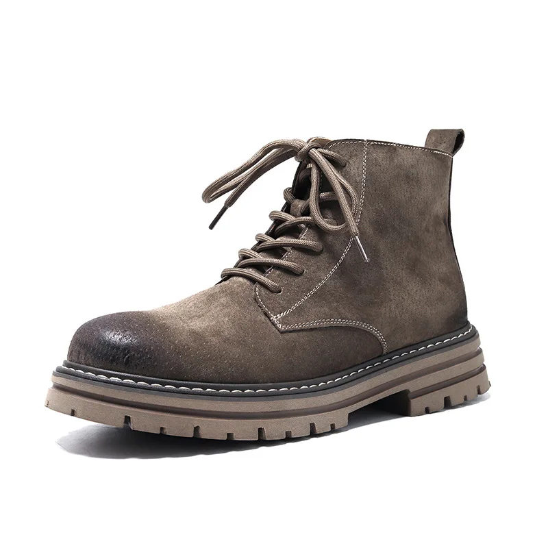 Men Chelsea Boots Genuine Leather Ankle Casual Motorcycle Hiking Work