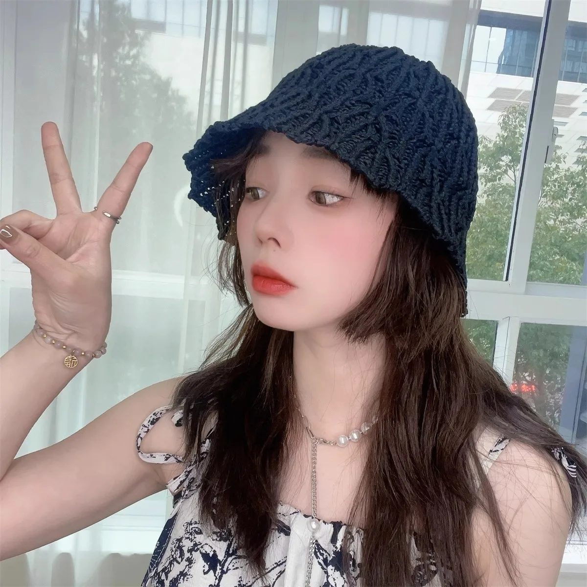 여성용 동문 버킷 햇, 작은 얼굴, 용수철 및 여름 레이스 대야 모자, 새로운 할로우 아웃 어부 모자