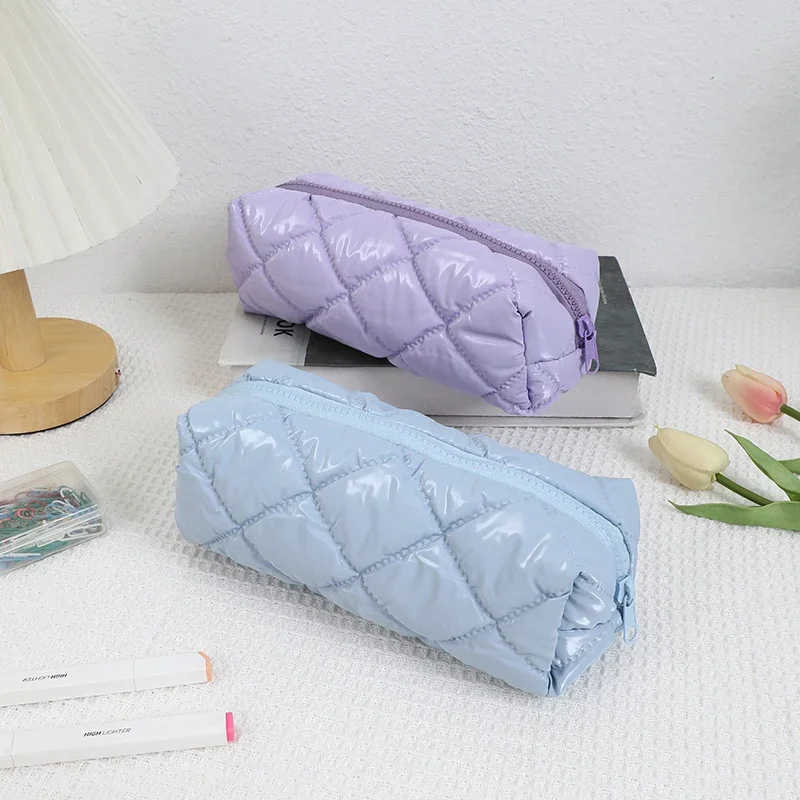 Simple Solid Color Pencil Case Portable Large Capacity Stationery Holder School Supplies
