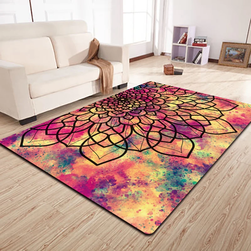 

The Mandala Flower Colorful Pattern Printed Rectangle Carpet Rug For Bedroom Living Room Soft Fluffy Rug Nonslip Mat Home Decor